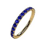 Sterling Silver Stackable Birthstone Ring Band w/ All Rounds Simulated Birthstones, Gold Plated