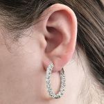 Zsa Zsa Oval Hoop Earrings Simulated Diamond-Silver Hoop Earrings Pure Brilliance Zirconia white-yellow &amp; rose