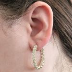 Zsa Zsa Oval Hoop Earrings Simulated Diamond-Silver Hoop Earrings Pure Brilliance Zirconia white-yellow &amp; rose