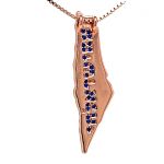 Central Diamond Center Israel Map Necklace/Pendant-Sterling Silver Am Israel Chai on Back Side-3D Map of Israel Large &amp; Small