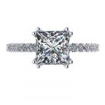 Princess Cut Solitaire CZ Engagement Ring made in 14K Solid Gold w/Pure Brilliance Zirconia 1.50ct-3.00ct