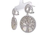 Sterling Silver CZ &amp; Mother of Pearl Tree of Life Pendant Necklace or Earrings