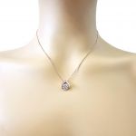 NANA Omega Dancing Stone Necklace Sterling Silver &amp; Pure Brilliance CZ with 0.8mm 22&quot; Adj Box Chain