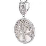 Sterling Silver CZ &amp; Mother of Pearl Tree of Life Pendant Necklace or Earrings