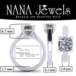 NANA Jewels Cushion Cut Simulated Diamond Solitaire Engagement ring Lucita style 1.5 to 3.0 carat Pure Brilliance Zirconia