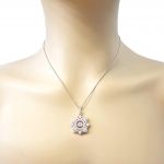 NANA Forever Love Dancing Stone Flower Pendant Necklace, Sterling Silver &amp; Pure Brilliance Zirconia