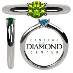 Central Diamond Center Customizable Lucita Solitaire Birthstone Ring set in 925 Sterling Silver w/Simulated Birthstone