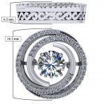 Central Diamond Center Circle Swirl Dancing Stone Dangle Earrings or Necklace in Sterling Silver w/ Pure Brilliance Zirconia