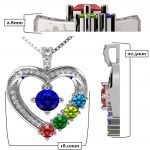 Mother &amp; Child Heart Birthstone Necklaces w/ 1 to 6 Stones in Sterling Silver, 10K, or 14K Gold