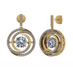 Central Diamond Center Circle Swirl Dancing Stone Dangle Earrings or Necklace in Sterling Silver w/ Pure Brilliance Zirconia