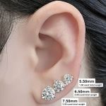 NANA Jewels Sterling Silver Round Martini style 3 Prongs Pure Brilliance Zirconia Stud Earrings with a solid 14k gold post (1.50ctw-4.00ctw)