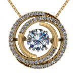 Central Diamond Center Circle Swirl Dancing Stone Dangle Earrings or Necklace in Sterling Silver w/ Pure Brilliance Zirconia