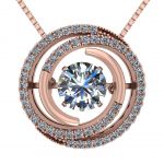 Central Diamond Center Circle Swirl Dancing Stone Dangle Earrings or Necklace in Sterling Silver w/ Pure Brilliance Zirconia