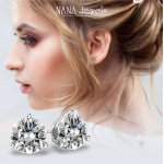 NANA Jewels Sterling Silver 3 Prongs Martini Style Stud CZ Earrings with Surgical Stainless Steel Post (1.25cttw-4.00cttw)