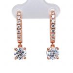 Sterling Silver Hoop Earrings with Round-Cut Simulated Diamond Dangle – 2.5 CTW CZ, Prong Set, Elegant Drop Hoops for Women