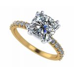 NANA Jewels Cushion Cut Solitaire w/Sides Engagement Ring made W/Pure Brilliance Zirconia, Sterling Silver or 10K Gold
