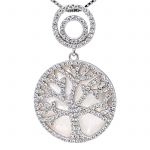 Sterling Silver CZ &amp; Mother of Pearl Tree of Life Pendant Necklace or Earrings