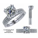 NANA Jewels Cushion Cut Solitaire w/Sides Engagement Ring made W/Pure Brilliance Zirconia, Sterling Silver or 10K Gold