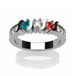 NANA Jewels S-Bar with side CZs Mother&#039;s Ring with 1 to 6 Birthstones in Sterling Silver, 10k or 14k White, Yellow or Rose Gold