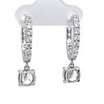 Sterling Silver Hoop Earrings with Round-Cut Simulated Diamond Dangle – 2.5 CTW CZ, Prong Set, Elegant Drop Hoops for Women