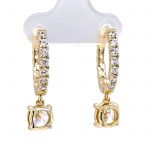 Sterling Silver Hoop Earrings with Round-Cut Simulated Diamond Dangle – 2.5 CTW CZ, Prong Set, Elegant Drop Hoops for Women