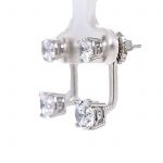 Earring Jackets with Cubic Zirconia – Sterling Silver, Adjustable Drop Design – 1.50 CTW (5.25mm &amp; 6.50mm Stones)