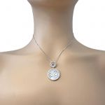 Sterling Silver CZ &amp; Mother of Pearl Tree of Life Pendant Necklace or Earrings