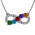 NANA Jewels Infinity Mothers Birthstone Necklaces for Women w/ 1 to 6 Stones in Sterling Silver, 10K, or 14K Gold