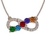 NANA Jewels Infinity Mothers Birthstone Necklaces for Women w/ 1 to 6 Stones in Sterling Silver, 10K, or 14K Gold