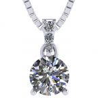 NANA Jewels 3 Prong Round Solitaire Diamond Necklace Simulate Diamond, Sterling Silver- Pure Brilliance Zirconia 6.5mm, 7.5mm or 8.0mm