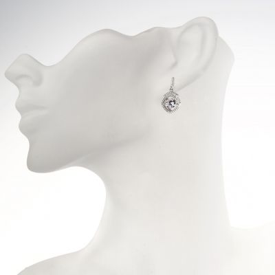 NANA Jewels Sterling Silver &amp; CZ Square Cushion shape &quot;Dancing Diamond&quot; Earrings