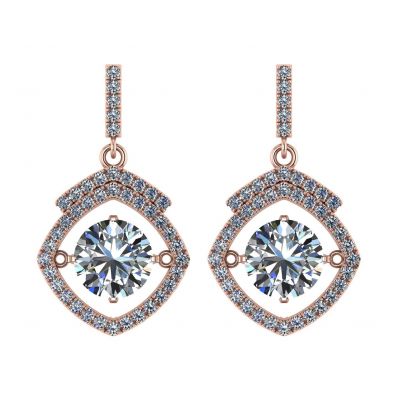 NANA Jewels Sterling Silver &amp; CZ Square Cushion shape &quot;Dancing Diamond&quot; Earrings