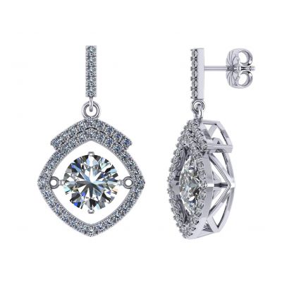 NANA Jewels Sterling Silver &amp; CZ Square Cushion shape &quot;Dancing Diamond&quot; Earrings