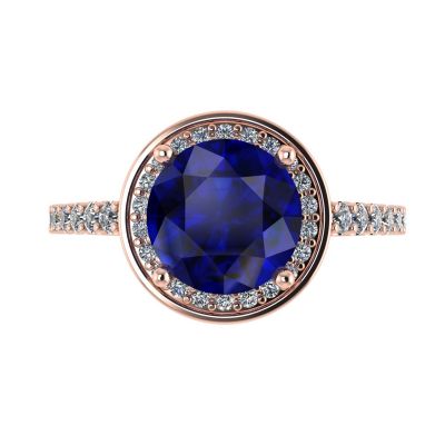 NANA Jewels 2ct Round  Pure Brilliance Simulated Sapphire Halo Engagement Ring Sterling Silver