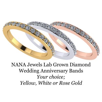 NANA Jewels Lab Created CVD Diamond Wedding Anniversary Band 1/5ctw 10kt Gold