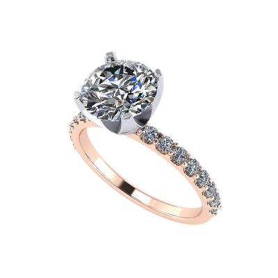 NANA 1.0-4.0ct  Pure Brilliance Zirconia Round Brilliant Cut CZ Solitaire Engagement Ring 14kt Gold