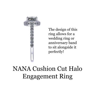 NANA Jewels NANA Sterling Silver Pure Brilliance Zirconia Cushion Cut Halo Engagement Ring 7mm center