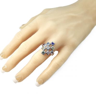 NANA Jewels Sterling Silver Tic-Tac-Toe Mother&#039;s Ring 1-9 stones