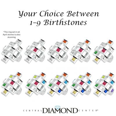 NANA Jewels Sterling Silver Tic-Tac-Toe Mother&#039;s Ring 1-9 stones