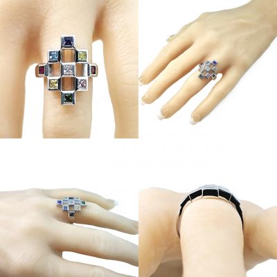 NANA Jewels Sterling Silver Tic-Tac-Toe Mother&#039;s Ring 1-9 stones