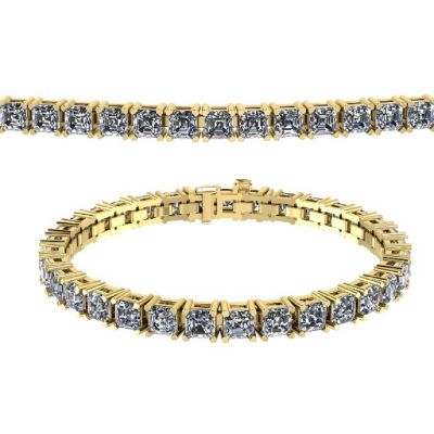 NANA Jewels Pure Brilliance Zirconia Asscher Cut Tennis Bracelet, 7&quot; or 8&quot; in Gold Plated Sterling Silver, 13.00ctw-53.00ctw