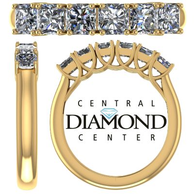 NANA  Asscher Cut Lucita Style 1 to 7 Birthstones - Mother&#039;s Birthstone Ring in Sterling Silver, 10k or 14k Gold