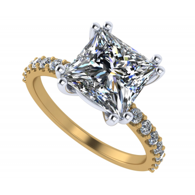 NANA Jewels Princess Cut Solitaire Engagement Ring made w/ Pure Brilliance Zirconia in 1.50ct, 2.00ct, &amp; 3.00ct