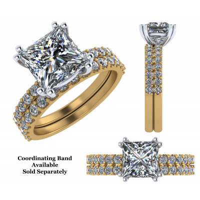 NANA Jewels Princess Cut Solitaire Engagement Ring made w/ Pure Brilliance Zirconia in 1.50ct, 2.00ct, &amp; 3.00ct