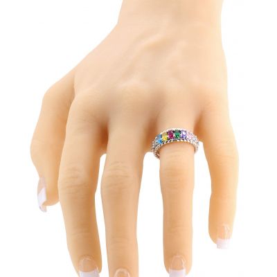 NANA Jewels Oval Rope Mothers Ring 1 to 12 Birthstones in Sterling Silver, 10k or 14k Gold