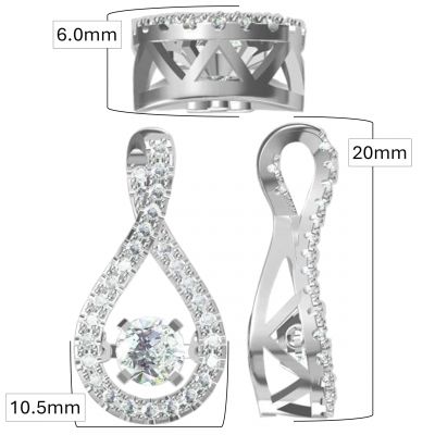 Twisted Pear Dancing Stone Necklace Pendant in Sterling Silver made with Pure Brilliance Zirconia