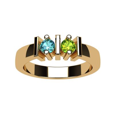 NANA Jewels Straight Bar Mother&#039;s Ring with 1 to 6 Birthstones in Sterling Silver, 10k or 14k White, Yellow or Rose Gold