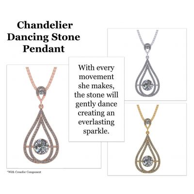 Chandelier Dancing Stone Necklace made w/Pure Brilliance Zirconia in Sterling Silver