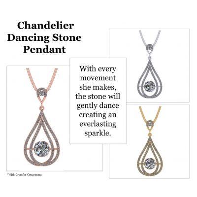 Chandelier Dancing Stone Necklace made w/Pure Brilliance Zirconia in Sterling Silver