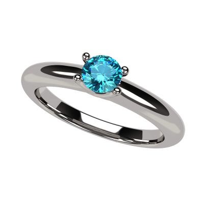 Central Diamond Center Customizable Lucita Solitaire Birthstone Ring set in 925 Sterling Silver w/Simulated Birthstone